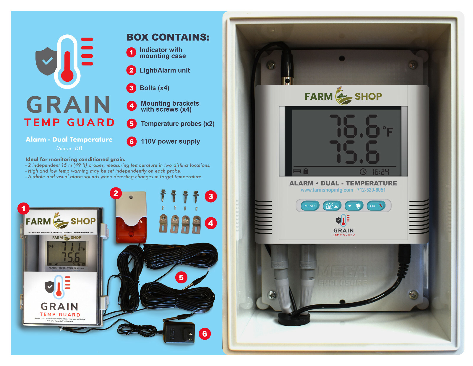 Grain Temp Guard, bin temperature moisture monitoring alarm system | eBay