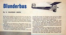Air Trails BLUNDERBUS PLAN  1953 ARTICLE for 30" 1/2A FF or RC Model Airplane