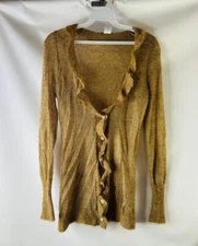 Vintage Y2K Womens XS Lightweight Mohair Frilly Cardigan Sweater Grunge Fairy