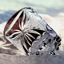 Crystal Whiskey Glasses Tumbler Edo Kiriko Glassware Vodka Wine Clear Black 9oz