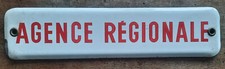 Ancienne Plaque émaillée AGENCE REGIONALE 6x25cm Assurance Immobilier Voyage