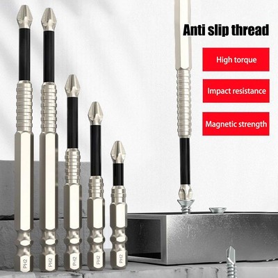 Anti Slip PH2 Impact Driver Bit Set Upgraded Magnetic Screwdriver Tool U9I6