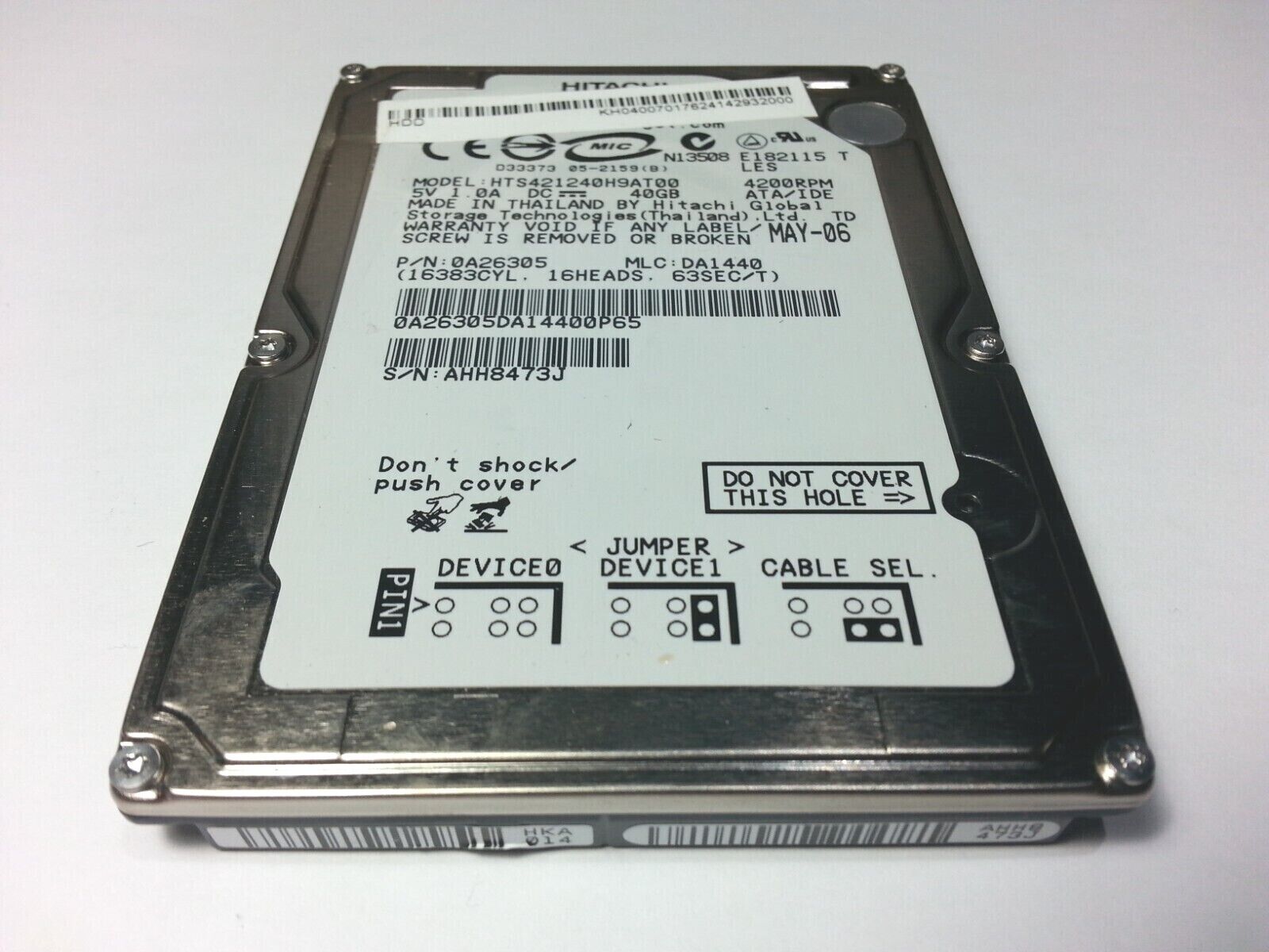 Hard drive 40GB ( HTS421240H9AT00 ) ATA/IDE HITACHI ACER TRAVELMATE 2420  LAPTOP