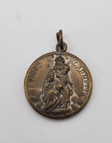 Ciondolo Gioielli Vintage Religioso Gesù Vergine Carmeli Oro Argento Da Collezione - Foto 8 di 10
