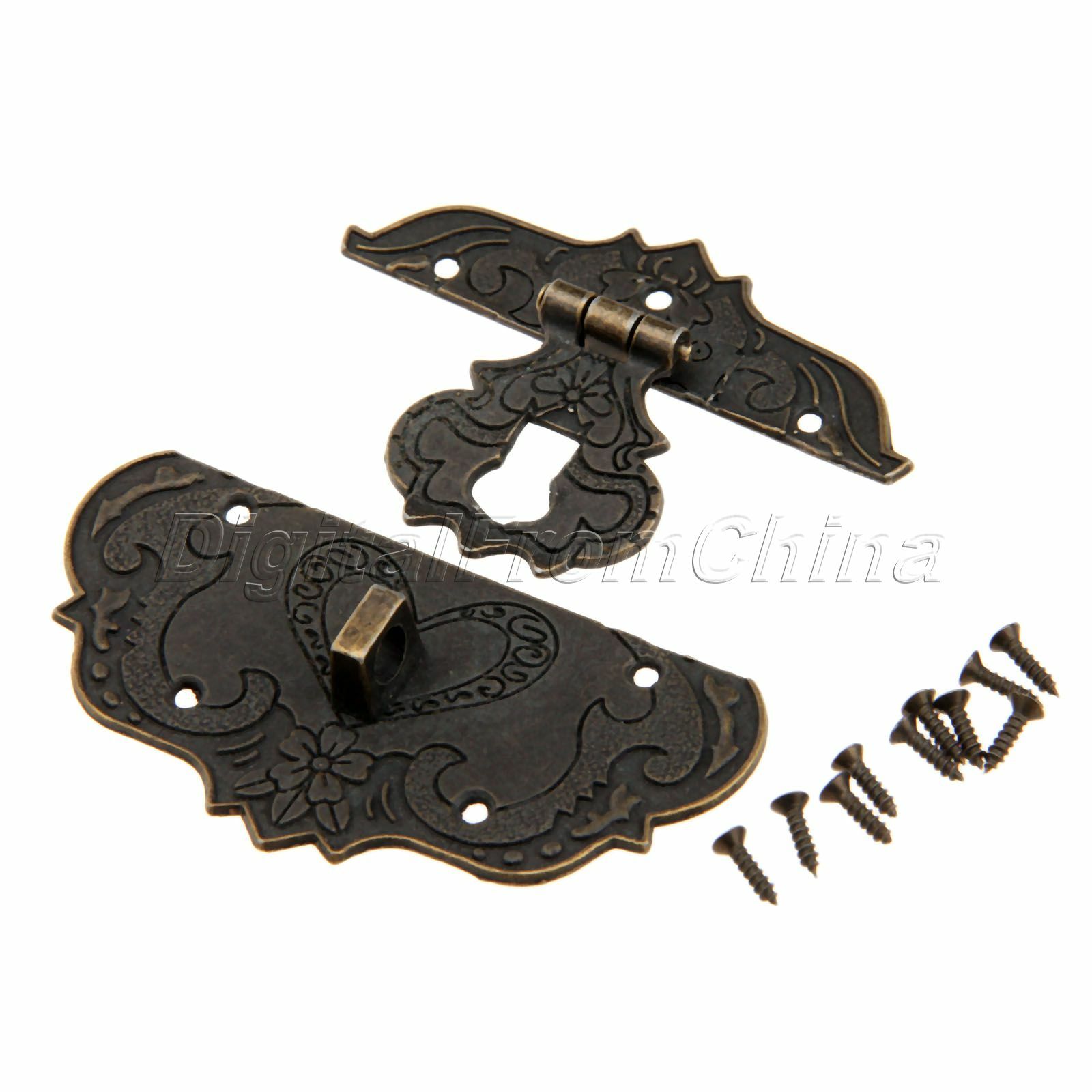 Antique Brass Embossing Decorative Jewellery Box Latch Trinket Box Hasp