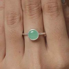Chrysoprase Gemstone Ring Statement Ring 925 Sterling Silver Anniversary Gift