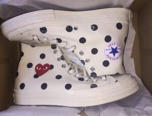 comme des garcons converse white polka dot