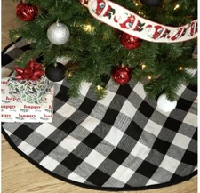 Black & White Buffalo Christmas Tree Skirt, NWT , Holiday Time, 48”
