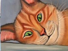 Original oil painting 11 x 14 inches orange tabby cat free shipping 
