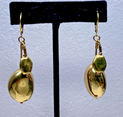 Linea by Louis Dell Olio ''QVC'' Gold Tone Nugget Drop Leverback Earrings New