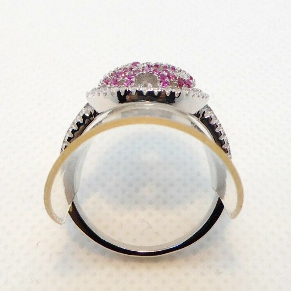 Rubin Weißtopas Cluster Ring 925 Sterlingsilber rhodiniert 18,8 mm 59 - Bild 4 von 4