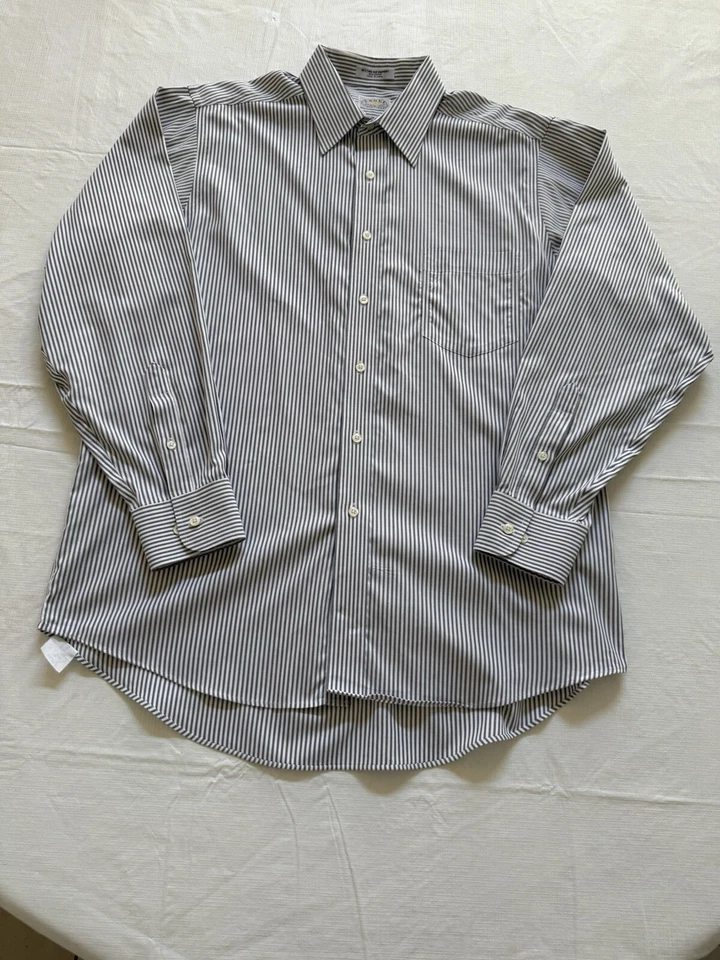 Eagle Shirtmakers Años 80 Dos Capas Pinpoint 16 1/2 34/35 Sin Hierro Manga Larga Rayas  Foto 3 de 4