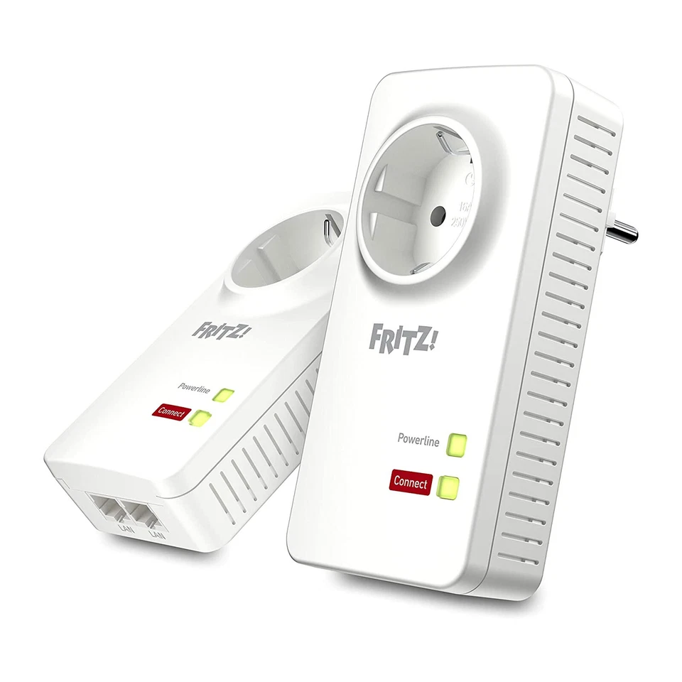 FRITZ!Powerline 1220 Set PowerLAN Adapter 1.200 Mbit/s ideal für HD-Streaming