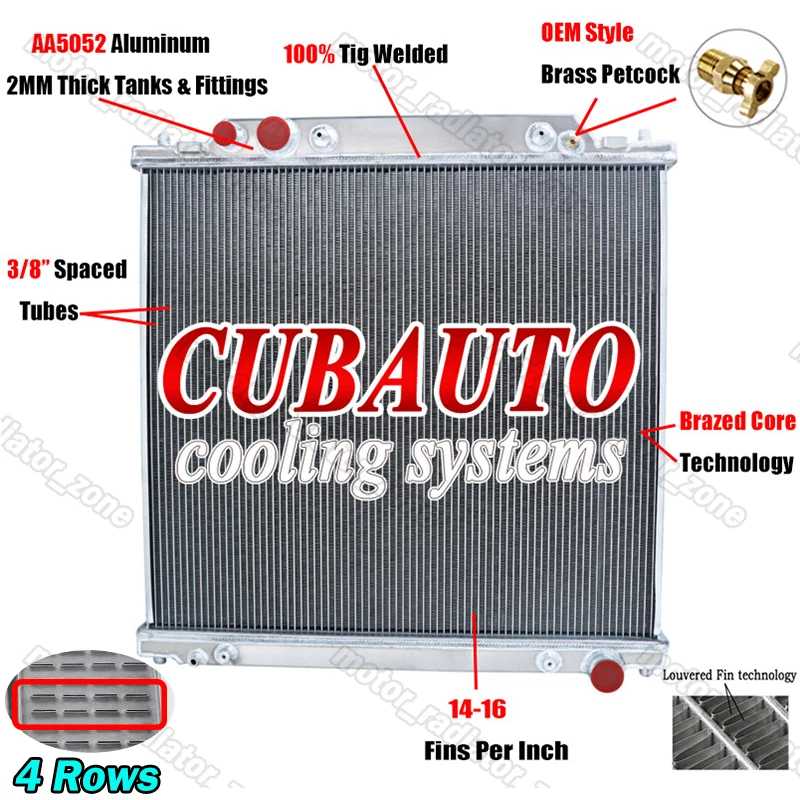 4 Row Radiator Fits 1999-2005 FORD F-250 F-350 F-450 F-550 6.8L 7.3L POWERSTROKE - Image 2 of 4