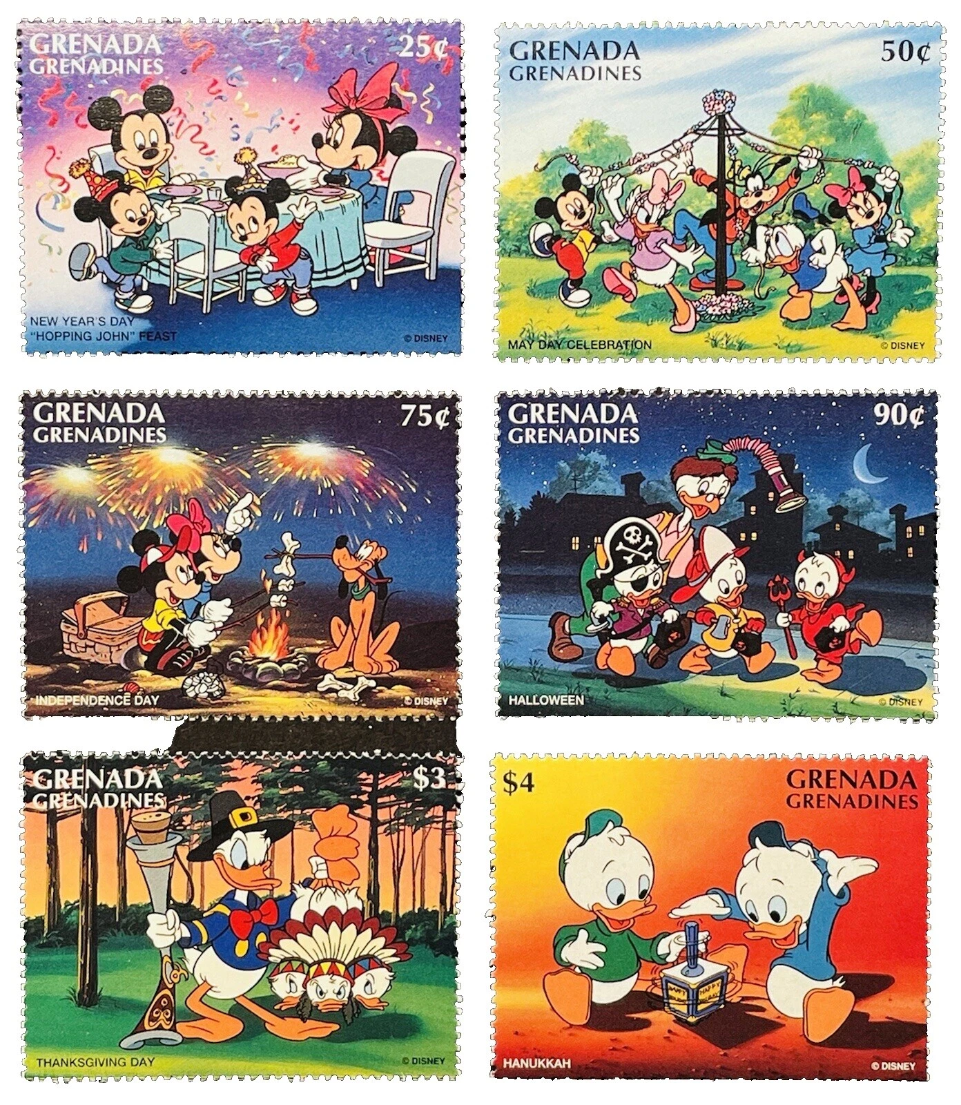 Disney estampillas postales de dibujos animados Animación y decimal