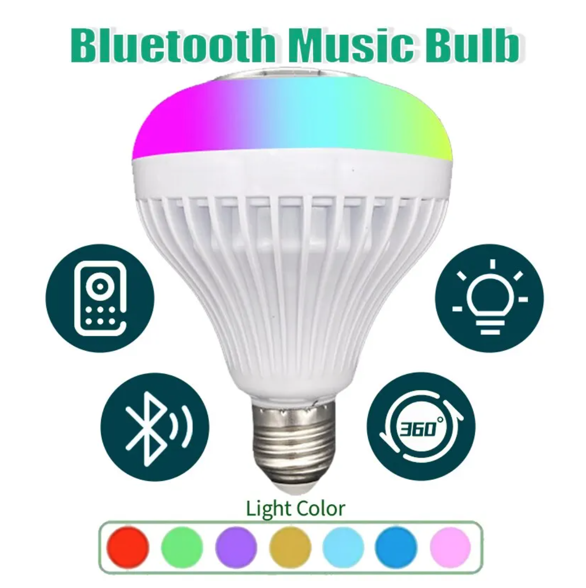 LED Music Light Bulb with Built-in Bluetooth Speaker, Wireless Smart Light  Bulb