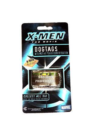 NEW X-MEN~ PROFESSOR X ~DOG TAGS AUTHENTIC COLLECTIBLE MARVEL 2000 NICKEL PLATED