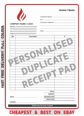 A4 DREIFACH Rechnung Quittung Block Buch, *kostenloser UK-Versand*, 3-TEILIGER NCR-DRUCK