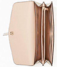 NWB Kate Spade Marti Beige Leather Large Flap Wallet K8218 $249 Retail Gift Bag