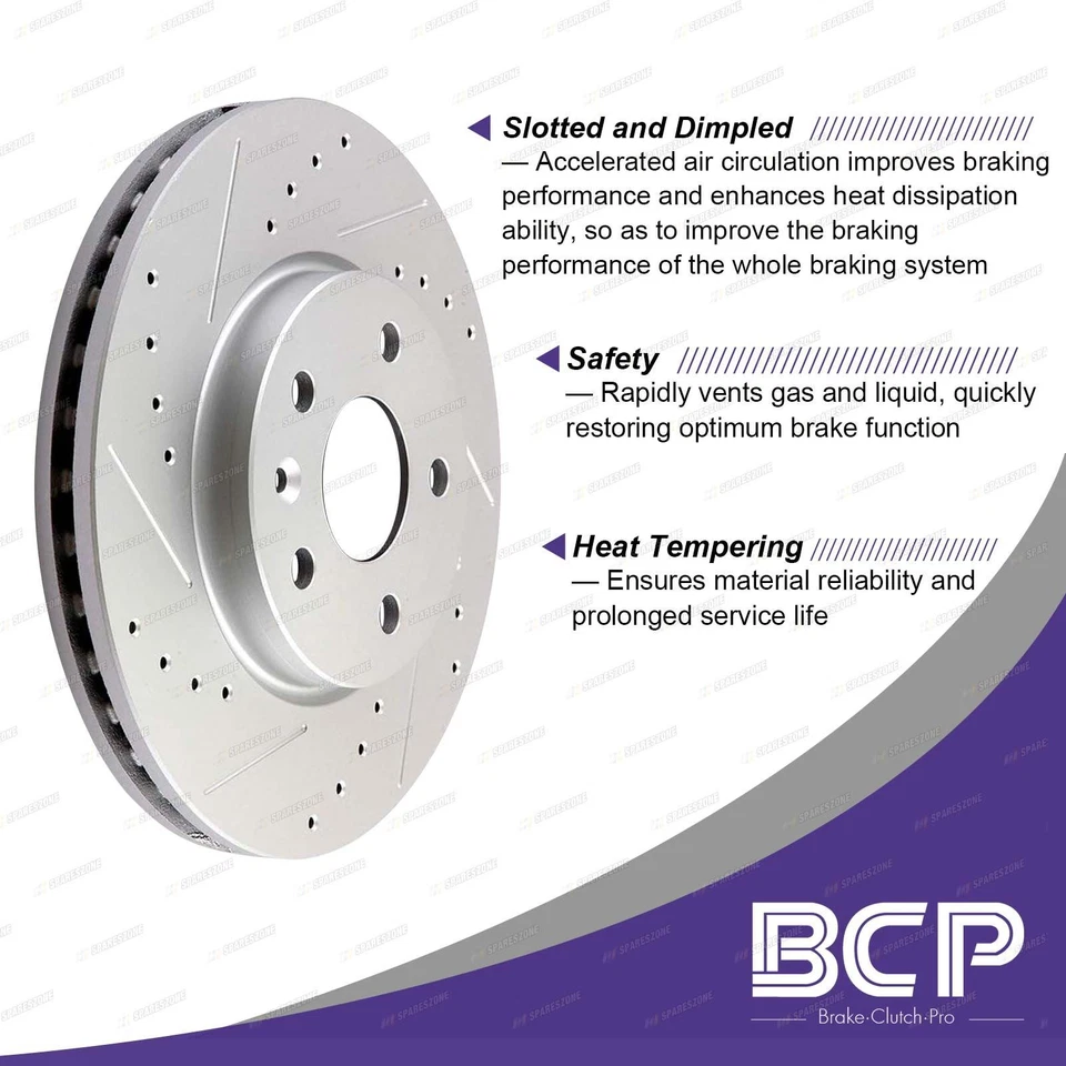 Rear Slotted Brake Rotors + Ceramic Pads for Honda Prelude BB VTi-R VTi-S Si - image 2 of 4