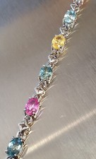 Edelstein-Silberarmband, 925er Sterlingsilber...