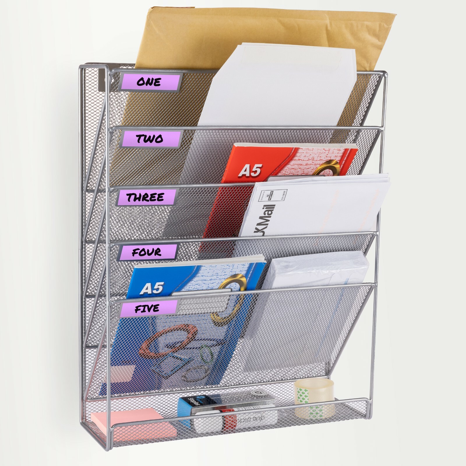 Magazine Holder Rack Storage File Document Organiser Wall Mounted Mesh