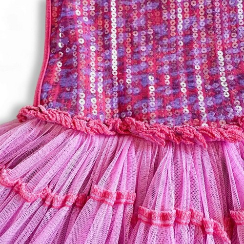 Ooh! La, La! Couture Tutu Tank Dress Girls 6x/7 Leopard Pink Purple Sequin Party - Picture 3 of 14
