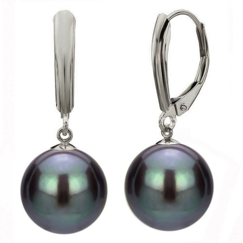 Women's 8/10/12/14/16mm Akoya South Sea Shell Pearl Dangle Leverback Earrings AA - Picture 5 of 13