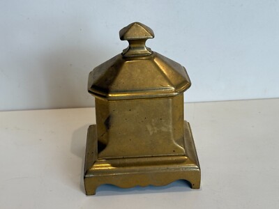 brass tobacco jar Antique English Heavy Brass Tobacco Jar, Inside Pewter, 6 3/4