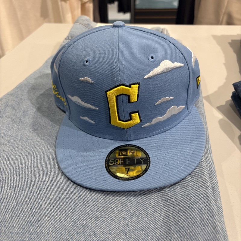 CLEVELAND GUARDIANS MLB SIMPSONS CLOUDS NEW ERA 59FIFTY FITTED  HAT  SIZE 7