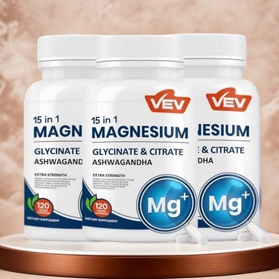 VEV 3PCS Magnesium Glycinate and Citrate Cortisol Supplements for Women, Stress