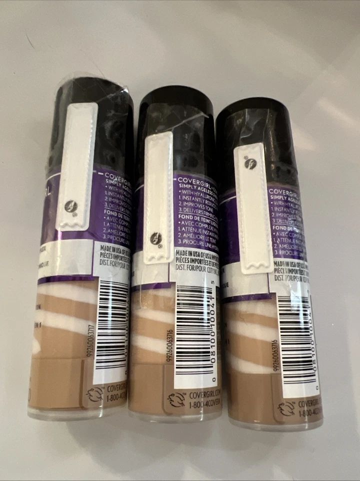 3 PACK ~CoverGirl + Olay Simply Ageless 3-in-1 Liquid Foundation~Beige Shade Lot - Image 3 of 3