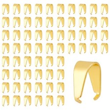 DICOSMETIC 100Pcs Pinch Clip Clasp Stainless Steel Pinch Bails 18K Gold Plate...