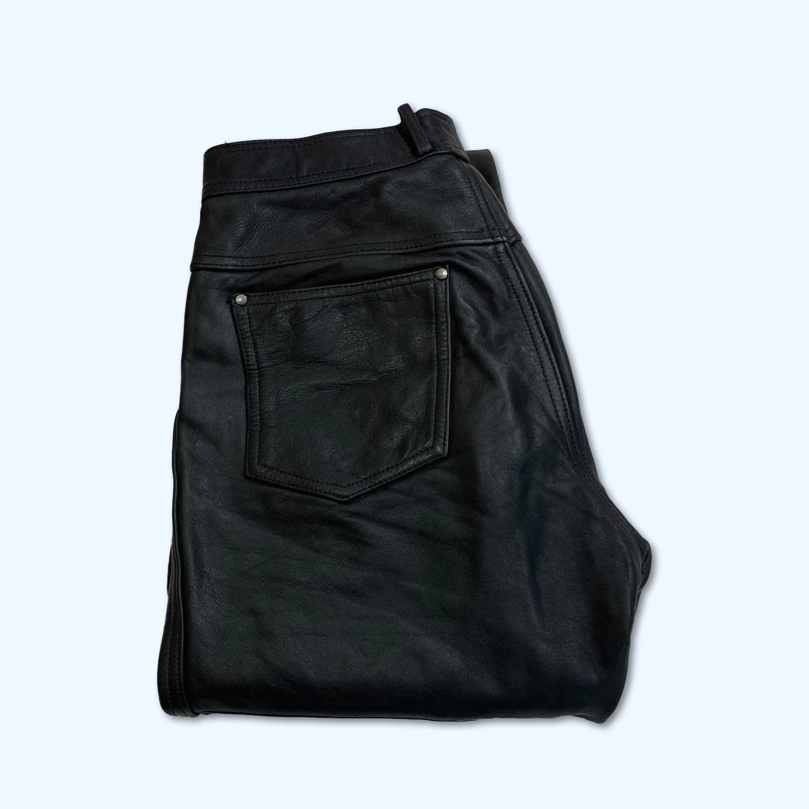 Mens Premium 100% Genuine Leather Motorcycle Trousers Pants W30" L34" Rider Jean