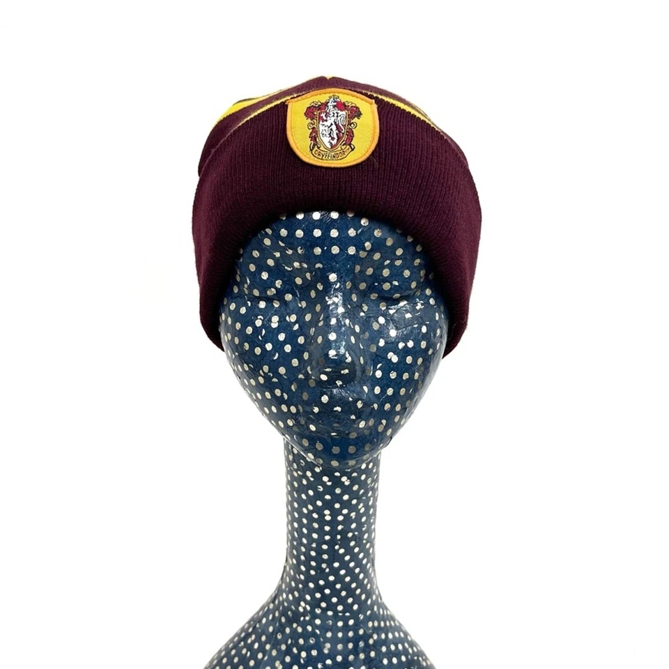 Gorro de malha Harry Potter Grifinória gorro meia boné marrom listra dourada tamanho infantil - Imagem 2 de 4