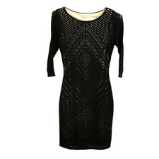 Calvin Klein Dress Womens Medium Black Nude Lined Knit Bodycon Sheath Party