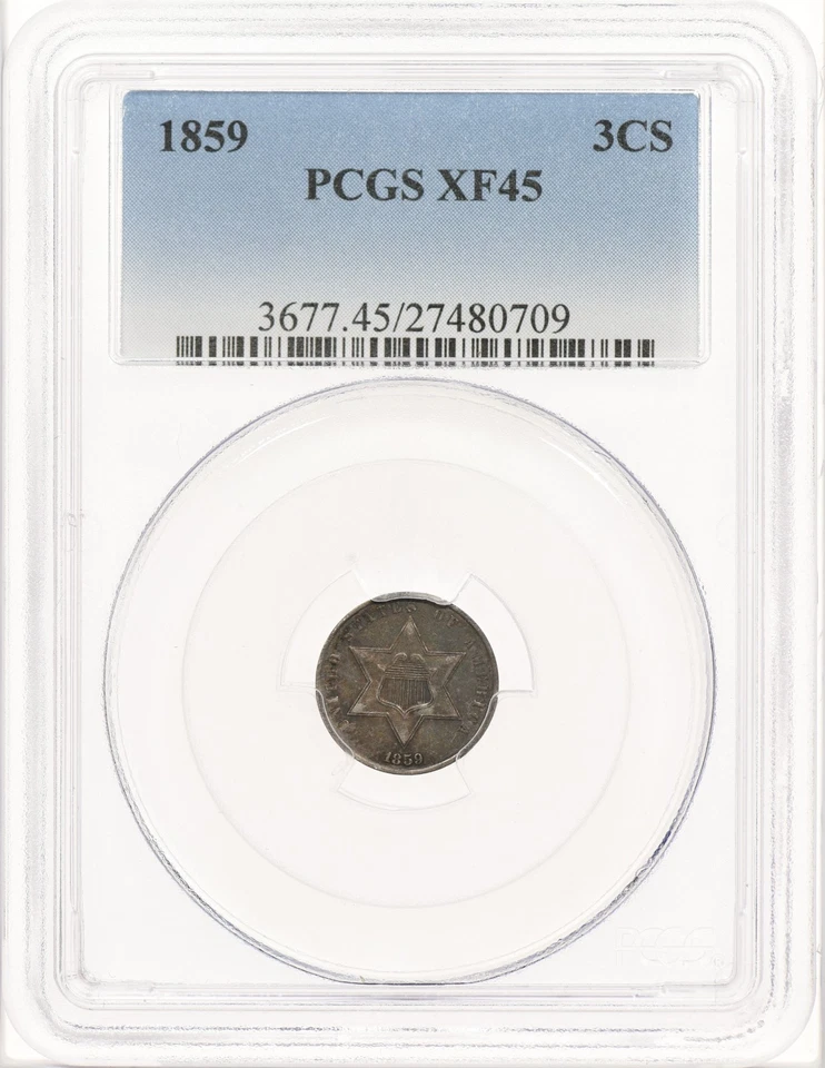 1859 3CS PCGS XF45 Three Cent Silver - Image 4 of 4