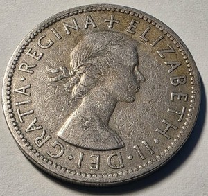 Regina Elizabeth II Dei Gratia Two Shillings 1955 Coin
