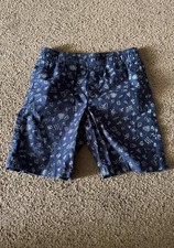 Boys Blue White Novelty Print Elastic Waist Casual Summer Shorts