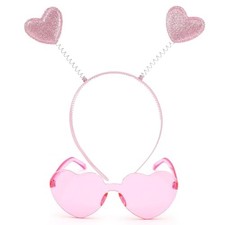 Pink Heart Headband Heart Shape Sunglasses Valentines Day Heart Headband for
