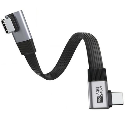 CY 20cm USB5.0 80Gbps Flat Slim FPC Male to Male Extension Cable Angled 240W 16K