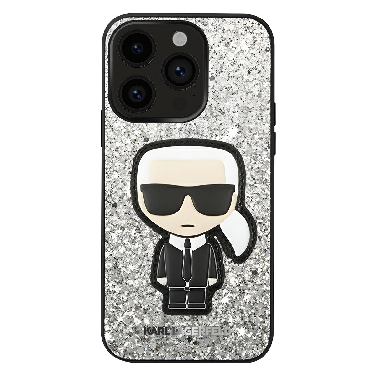Protection luxe Karl Lagerfeld pour iPhone 14 Pro Ikonik Argent