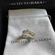 David Yurman Sterling Silver Helena Ring with 18K Gold Diamonds Size 6