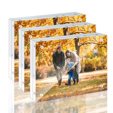 3 Pack 4x6 Acrylic Picture Frames - 20 Thicker Double Sided Magnetic Frame w...