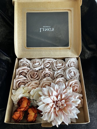 LING'S MOMENTS Elegant SILK Wedding Flowers Box of 25 Variety Roses, Orchids,etc