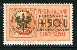 LJUBLJANA LAIBACH German Occupation MNH Selections: Scott #NB8 2.50L 50L CV$68