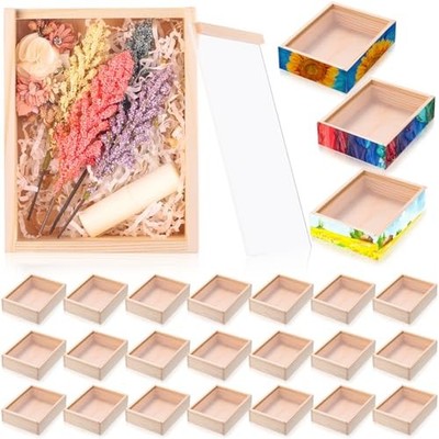  Pcs Unfinished Wood Boxes, Small Rectangle Crates 6.3 x 4.9 x 1.8 Inch 12