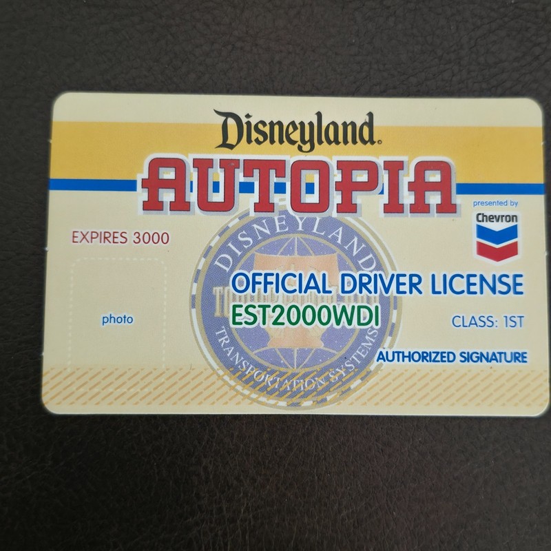 Disneyland Vintage Autopia Driver License – Mint Condition Collectible