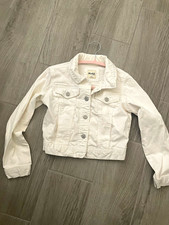 Mudd Girls White Denim Cotton Jacket Size 10 Button Front Long Sleeve Pockets
