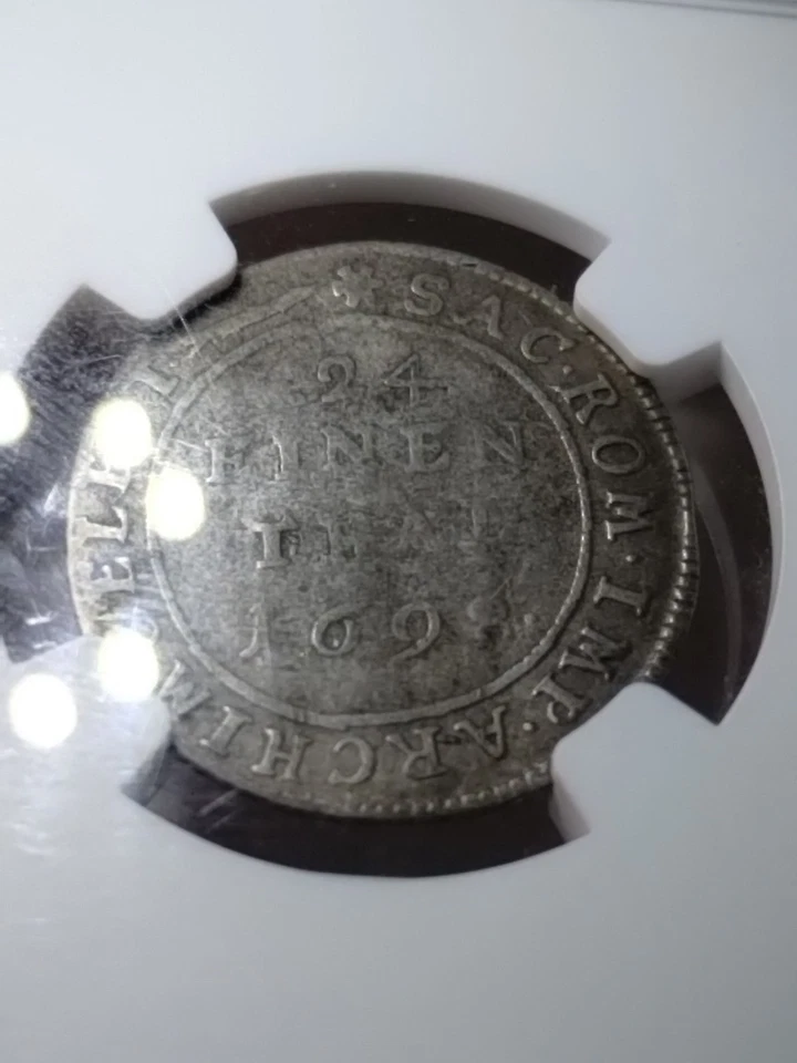 German States - Saxony, Silver 1 Groschen = 1/24 Thaler, 1698, NGC VF30 - Image 3 of 4
